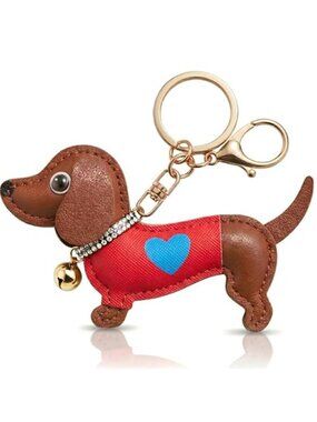 Handmade Leather Dachshund Keychain & Bag Charms, Wiener Dog Gifts for Women